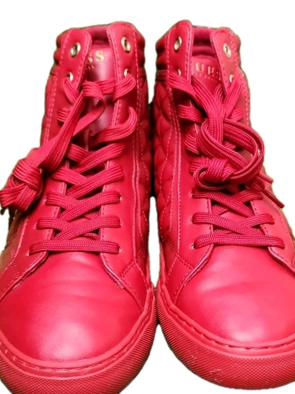 GUESS Men's Red Quilted Comfort High-Top Sneakers GMMERITT-C Lace Up US 9
